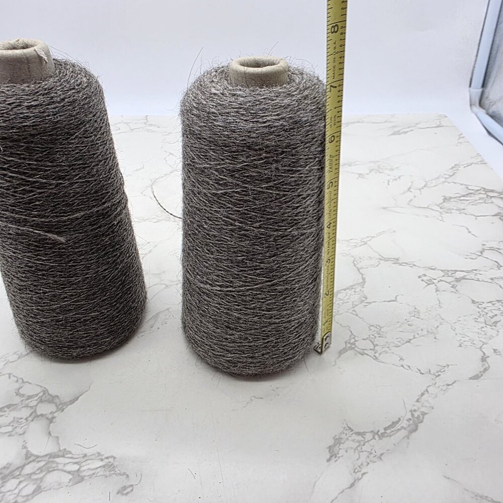 Vintage Mohair Wool Yarn Thread Cone Spool BROWN and skein Euroflax LINEN Thread - Picture 3 of 16